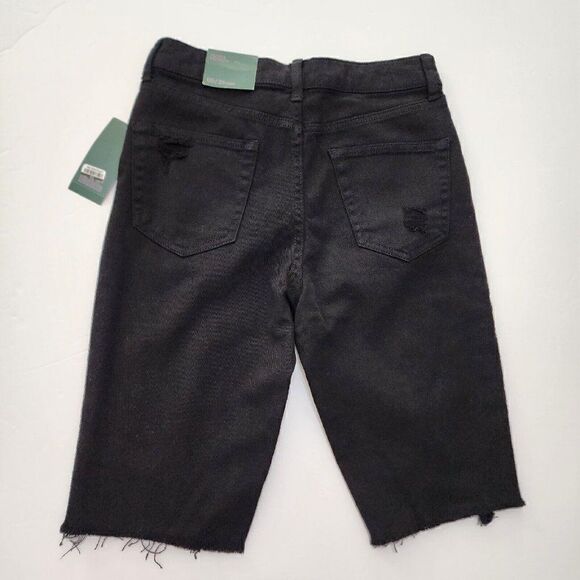 Wild Fable - 00/24- Women's High Rise Bike Distressed Cut offs Shorts Denim Blk - Picture 5 of 7